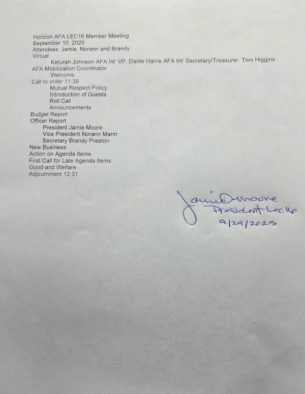 Sept 10, 2025, meeting minutes